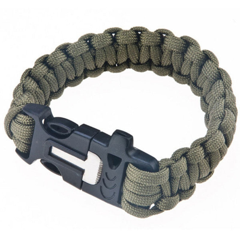 4 in 1 Flint Fire Starter Whistle,Outdoor Camping Survival Gear Buckle Travel Kit Equipment,Paracord Rescue Rope Escape Bracelet