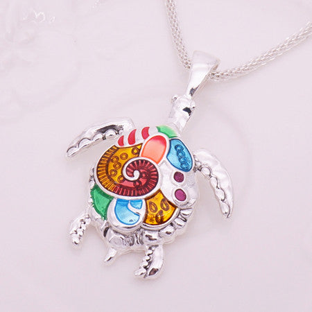 Turtle Necklace & Pendants Bright Colors Enamel Tortoise Multi Necklace Sea Jewelry