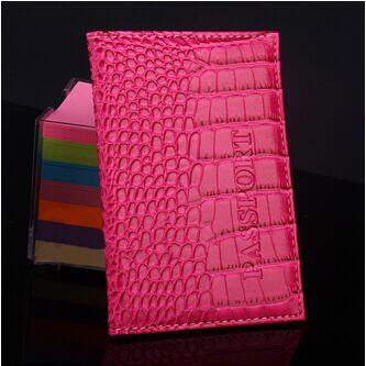 Leather Passport Cover Protector Fashion Alligator Embossing Travel Passport Case Men Women ID Credit Card Holder Wallet
