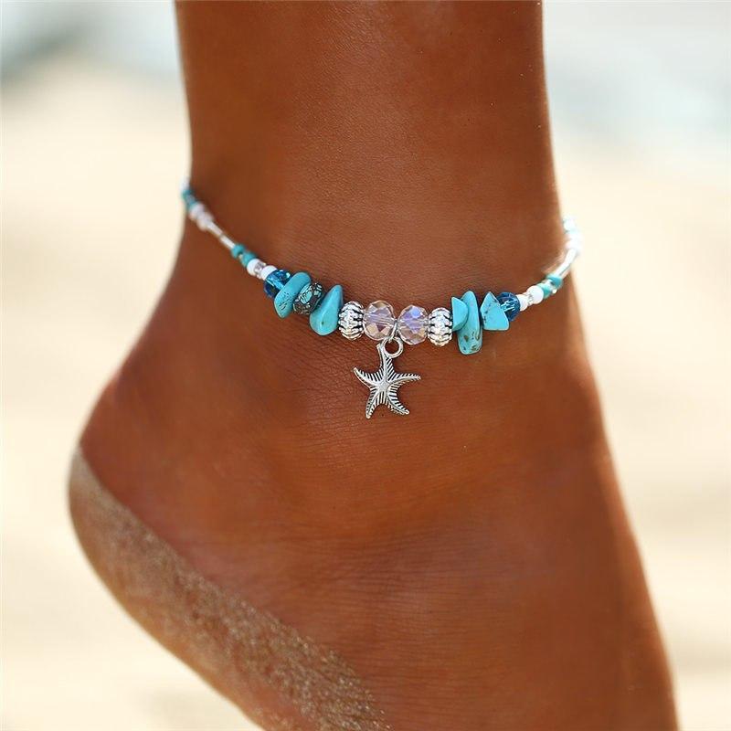 Vintage Shell Beads Starfish Sea Turtle Anklets For Women New Multi Layer Anklet Leg Bracelet Handmade Bohemian Jewelry