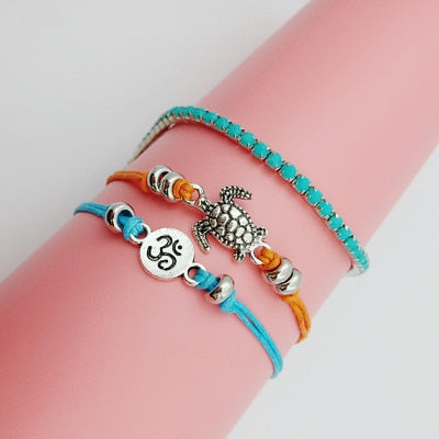 Vintage Shell Beads Starfish Sea Turtle Anklets For Women New Multi Layer Anklet Leg Bracelet Handmade Bohemian Jewelry