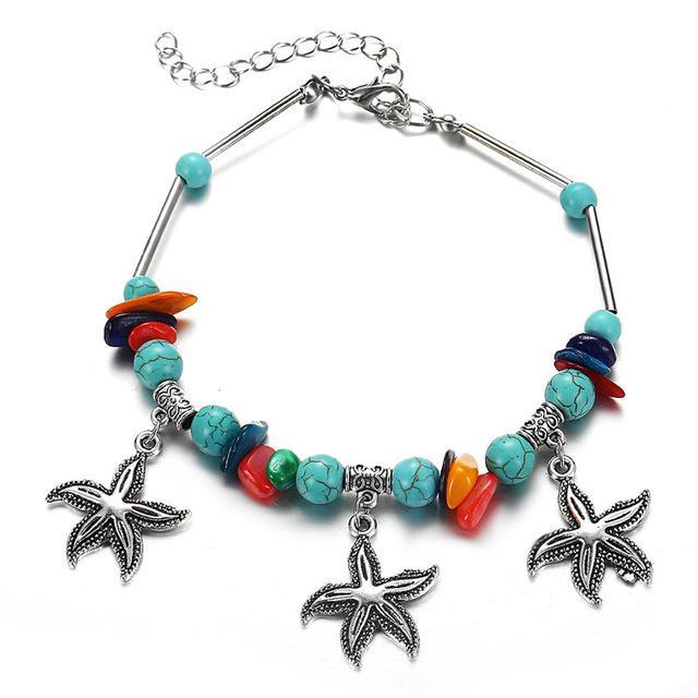 Vintage Shell Beads Starfish Sea Turtle Anklets For Women New Multi Layer Anklet Leg Bracelet Handmade Bohemian Jewelry