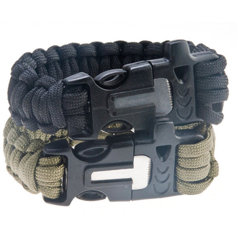 4 in 1 Flint Fire Starter Whistle,Outdoor Camping Survival Gear Buckle Travel Kit Equipment,Paracord Rescue Rope Escape Bracelet